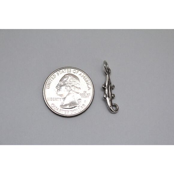Sterling Silver Oxidized Alligator Charm, Silver Oxidized Alligator Pendant - Picture 4 of 4
